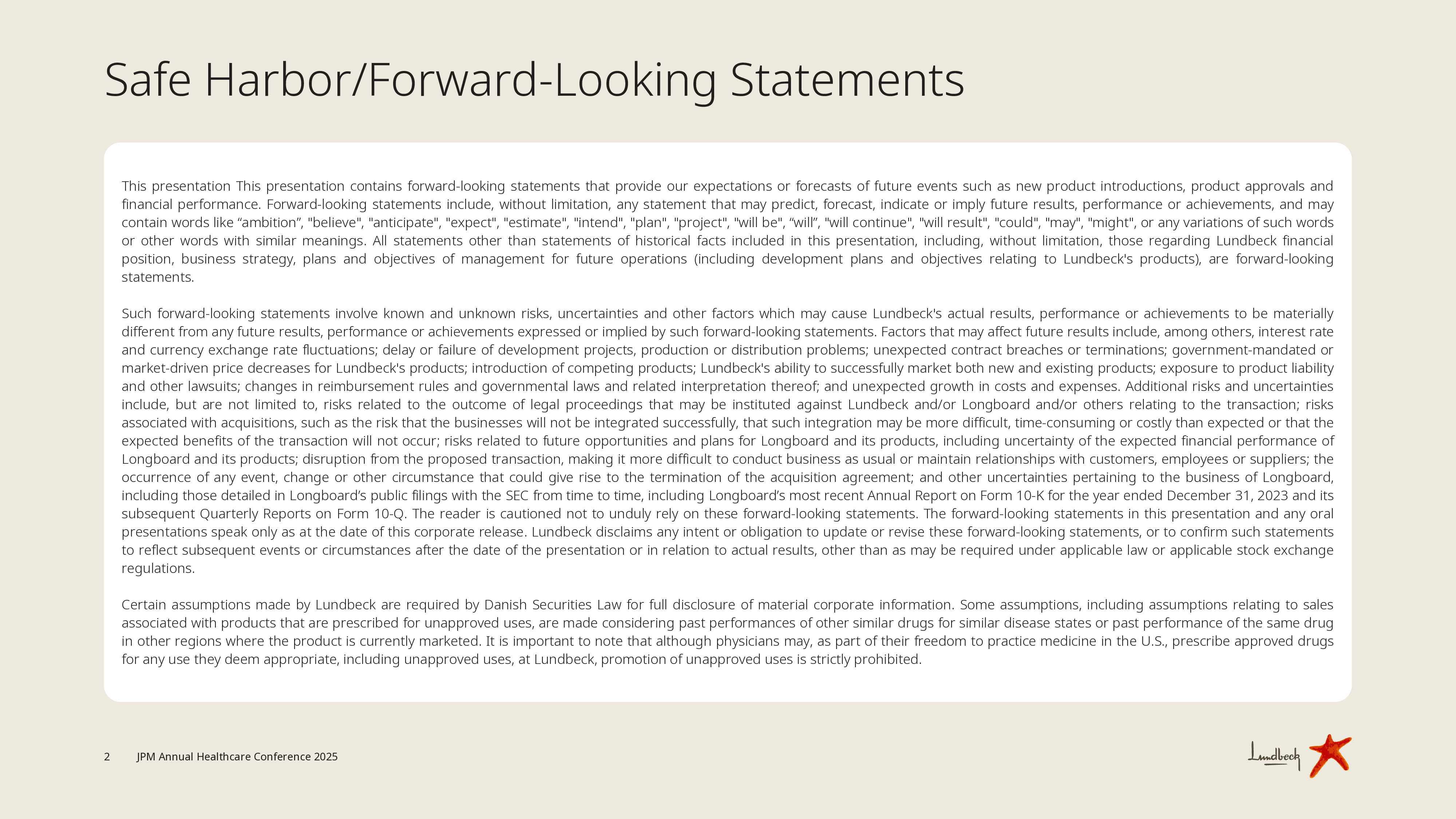 灵北制药Lundbeck_JPM2025_FINAL